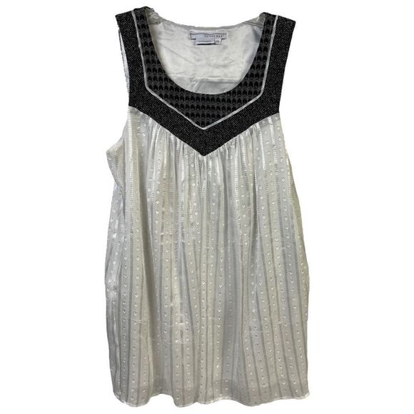 To The Max Womens Tunic‎ Blouse Ivory Chiffon Embossed Sleeveless Tweed Upper XS - Picture 1 of 9